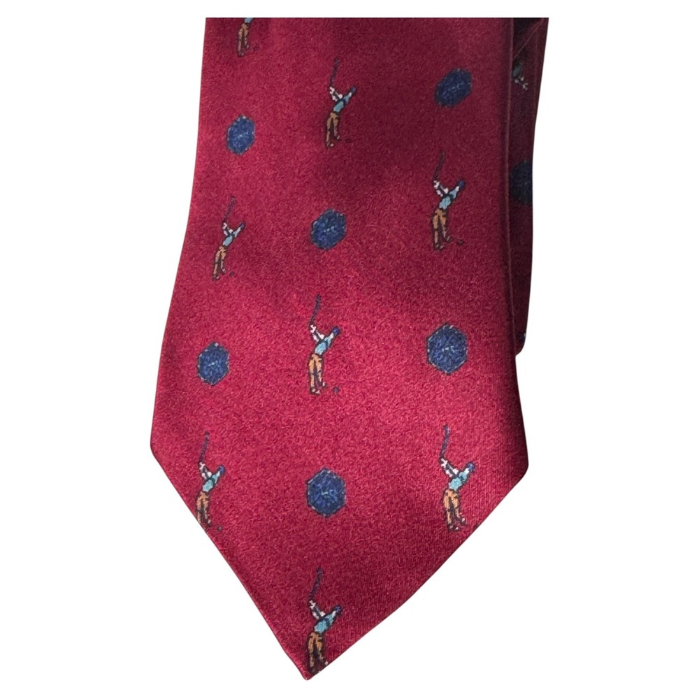 Polifroni Milano Golf Tie Burgundy Blue‎ Golfers Pattern Necktie Menswear